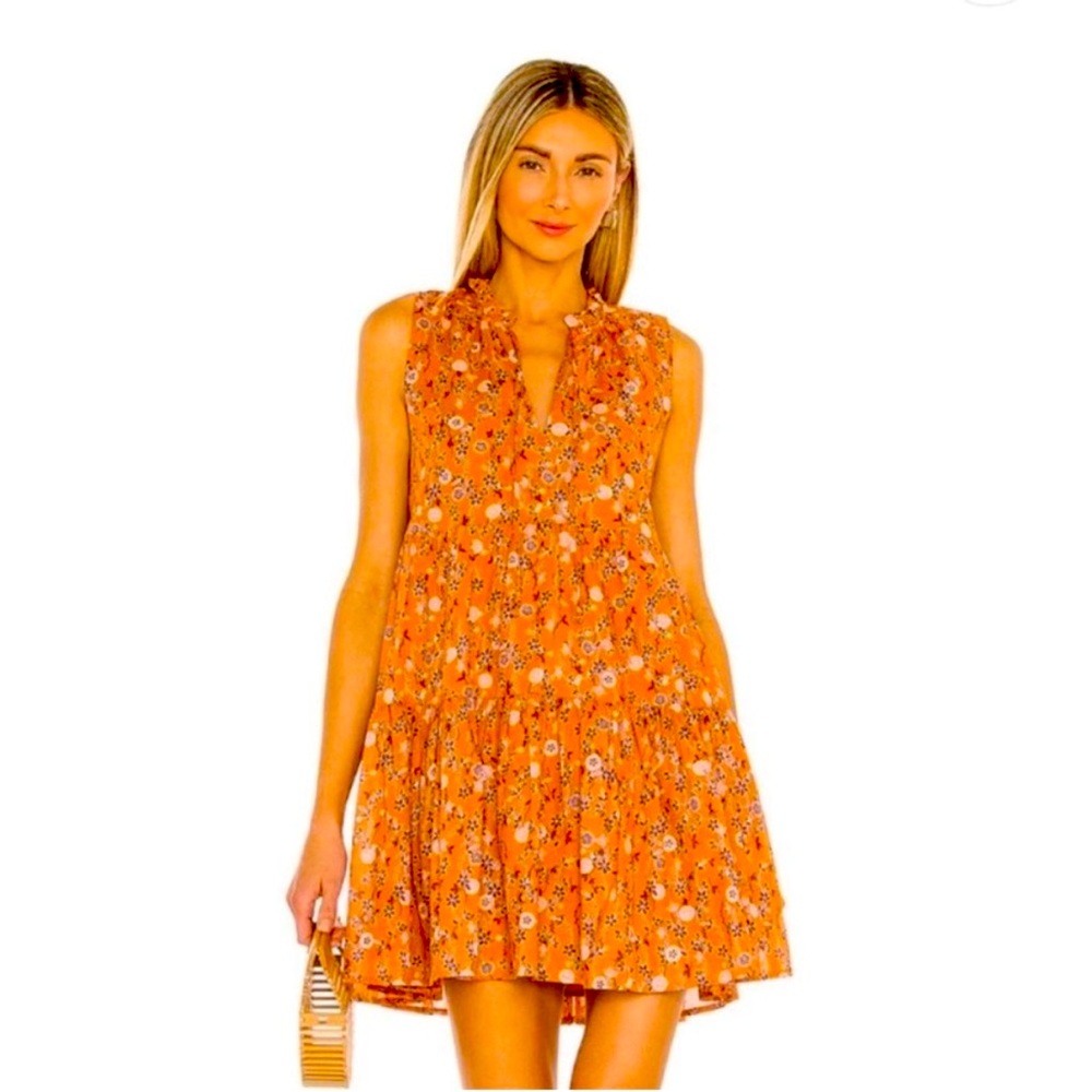 BB Dakota Orange Ruffled Tiered Babydoll Dress Size M